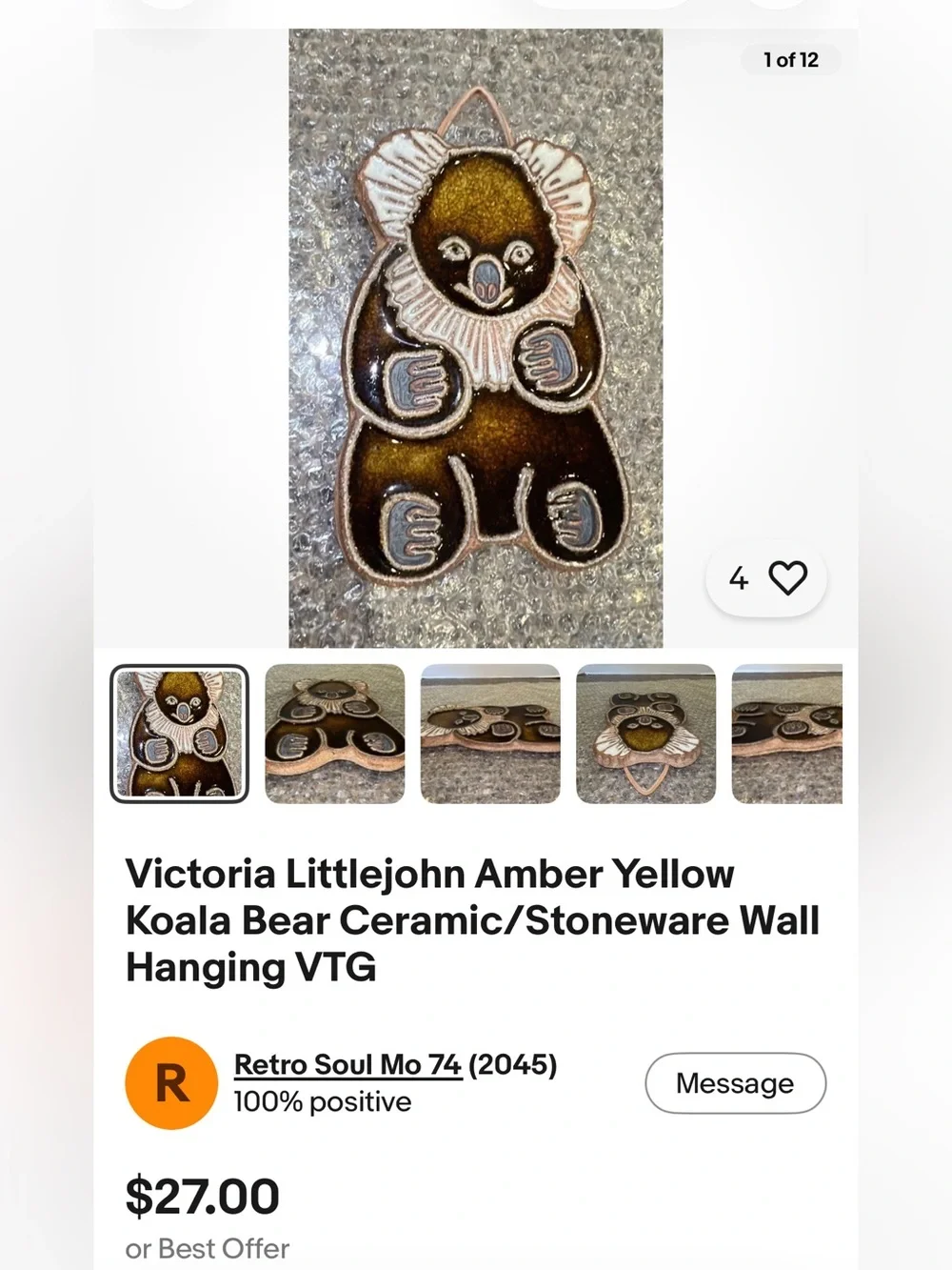 MCM Poodle Trivet by Victoria Littlejohn Ceramics. 1964 Vintage